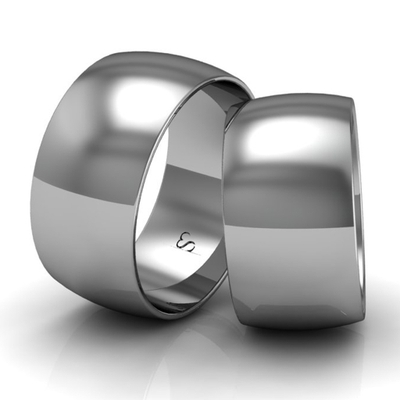 Alianças Casamento Linha Classic Ouro Branco 10mm Abaulada Polida