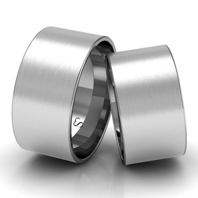Alianças Casamento Linha Classic Ouro Branco 10mm Quadrada Fosca