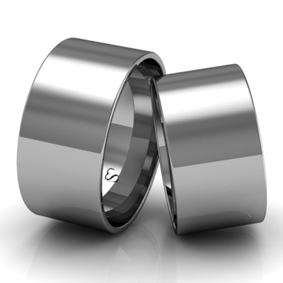 Alianças Casamento Linha Classic Ouro Branco 10mm Quadrada Polida