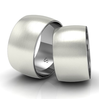 Alianças Casamento Linha Classic Ouro Branco 11mm Abaulada Fosca
