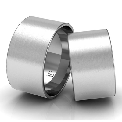 Alianças Casamento Linha Classic Ouro Branco 11mm Quadrada Fosca