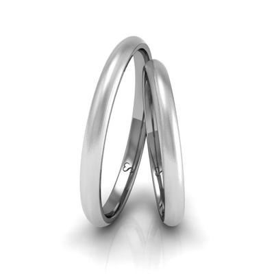 Alianças Casamento Linha Classic Ouro Branco 2mm Abaulada Fosca