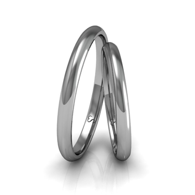 Alianças Casamento Linha Classic Ouro Branco 2mm Abaulada Polida