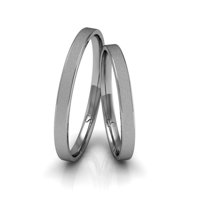Alianças Casamento Linha Classic Ouro Branco 2mm Quadrada Diamantada