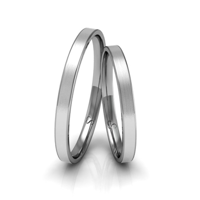 Alianças Casamento Linha Classic Ouro Branco 2mm Quadrada Fosca