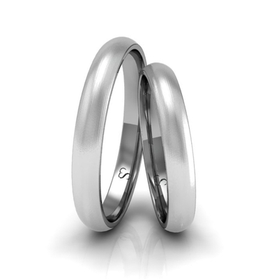 Alianças Casamento Linha Classic Ouro Branco 3mm Abaulada Fosca