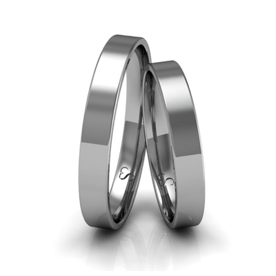 Alianças Casamento Linha Classic Ouro Branco 3mm Quadrada Polida