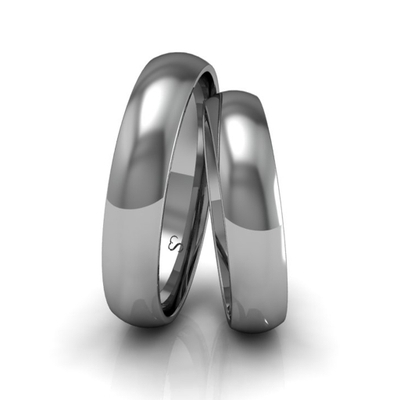 Alianças Casamento Linha Classic Ouro Branco 4mm Abaulada Polida