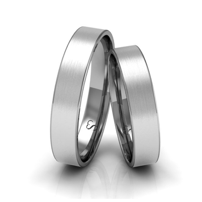 Alianças Casamento Linha Classic Ouro Branco 4mm Quadrada Fosca
