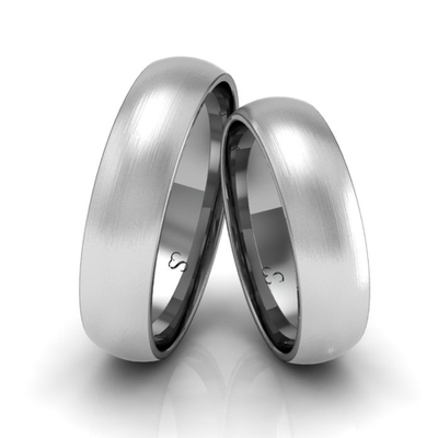 Alianças Casamento Linha Classic Ouro Branco 5mm Abaulada Fosca