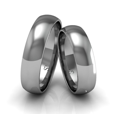 Alianças Casamento Linha Classic Ouro Branco 5mm Abaulada Polida