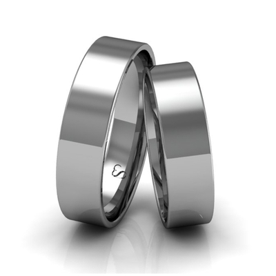 Alianças Casamento Linha Classic Ouro Branco 5mm Quadrada Polida