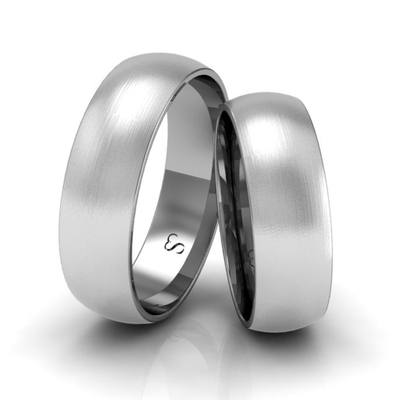 Alianças Casamento Linha Classic Ouro Branco 6mm Abaulada Fosca