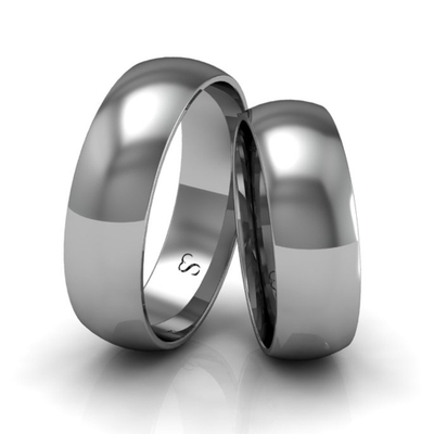 Alianças Casamento Linha Classic Ouro Branco 6mm Abaulada Polida