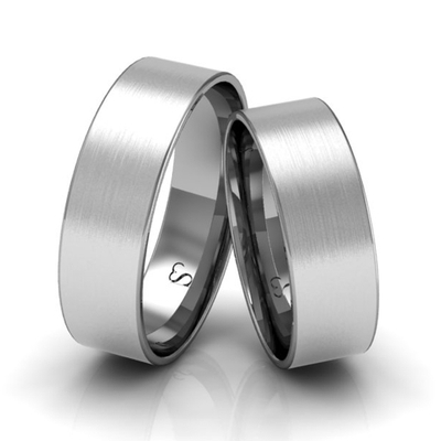 Alianças Casamento Linha Classic Ouro Branco 6mm Quadrada Fosca
