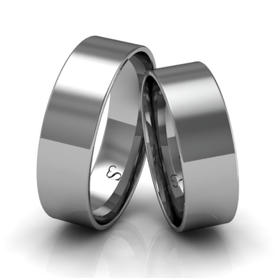 Alianças Casamento Linha Classic Ouro Branco 6mm Quadrada Polida