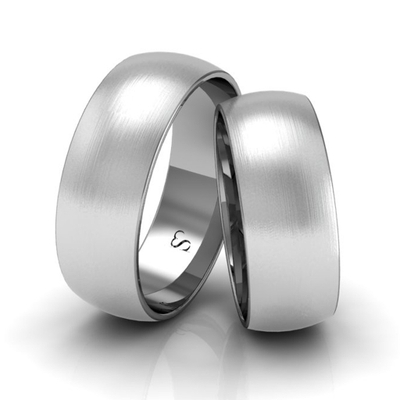 Alianças Casamento Linha Classic Ouro Branco 7mm Abaulada Fosca