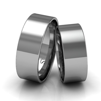 Alianças Casamento Linha Classic Ouro Branco 7mm Quadrada Polida