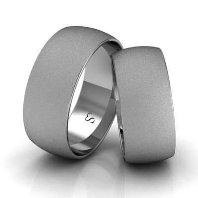 Alianças Casamento Linha Classic Ouro Branco 8mm Abaulada Diamantada