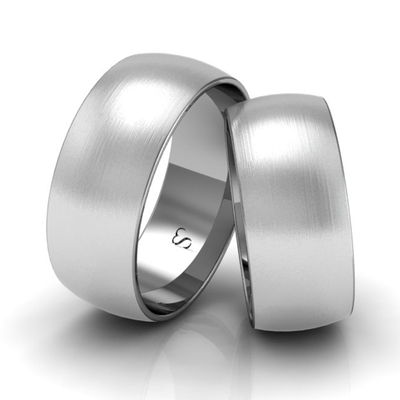 Alianças Casamento Linha Classic Ouro Branco 8mm Abaulada Fosca