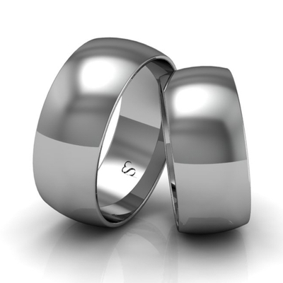 Alianças Casamento Linha Classic Ouro Branco 8mm Abaulada Polida