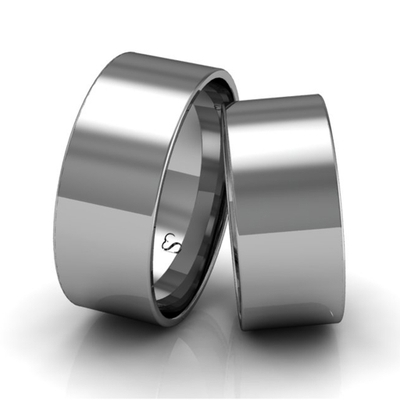 Alianças Casamento Linha Classic Ouro Branco 8mm Quadrada Polida