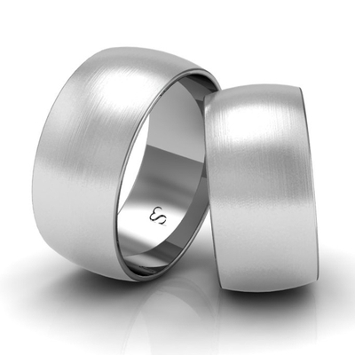 Alianças Casamento Linha Classic Ouro Branco 9mm Abaulada Fosca