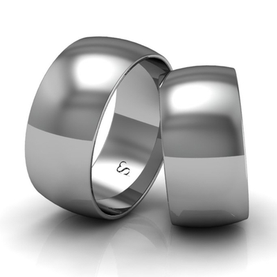 Alianças Casamento Linha Classic Ouro Branco 9mm Abaulada Polida
