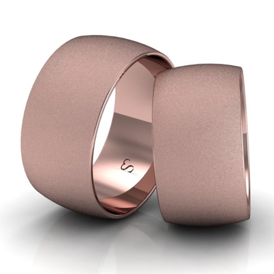 Alianças Casamento Linha Classic Ouro Rosê 10mm Abaulada Diamantada
