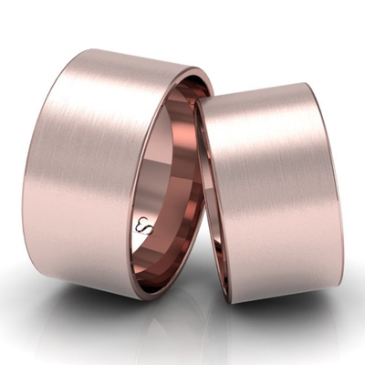 Alianças Casamento Linha Classic Ouro Rosê 10mm Quadrada Fosca