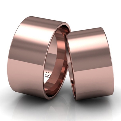 Alianças Casamento Linha Classic Ouro Rosê 10mm Quadrada Polida