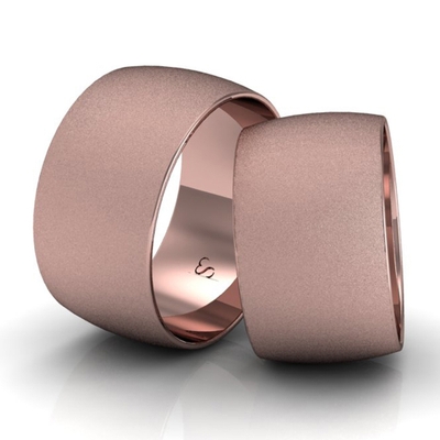 Alianças Casamento Linha Classic Ouro Rosê 11mm Abaulada Diamantada