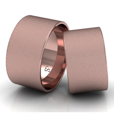 Alianças Casamento Linha Classic Ouro Rosê 11mm Quadrada Diamantada