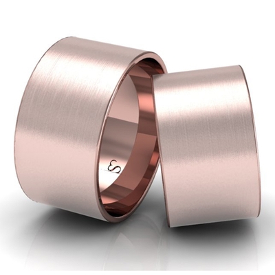 Alianças Casamento Linha Classic Ouro Rosê 11mm Quadrada Fosca