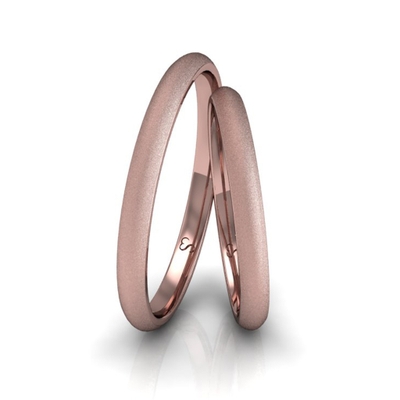 Alianças Casamento Linha Classic Ouro Rosê 2mm Abaulada Diamantada