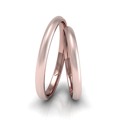 Alianças Casamento Linha Classic Ouro Rosê 2mm Abaulada Fosca