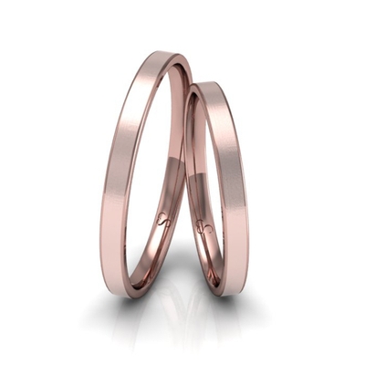 Alianças Casamento Linha Classic Ouro Rosê 2mm Quadrada Fosca