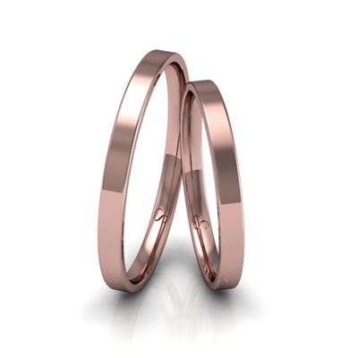 Alianças Casamento Linha Classic Ouro Rosê 2mm Quadrada Polida