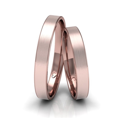 Alianças Casamento Linha Classic Ouro Rosê 3mm Quadrada Fosca
