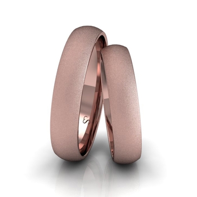 Alianças Casamento Linha Classic Ouro Rosê 4mm Abaulada Diamantada