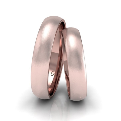 Alianças Casamento Linha Classic Ouro Rosê 4mm Abaulada Fosca