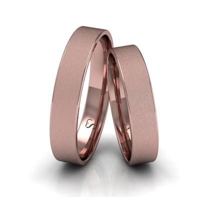 Alianças Casamento Linha Classic Ouro Rosê 4mm Quadrada Diamantada