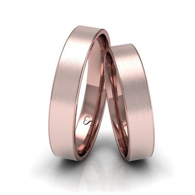 Alianças Casamento Linha Classic Ouro Rosê 4mm Quadrada Fosca