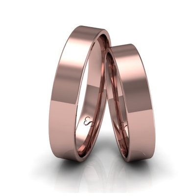 Alianças Casamento Linha Classic Ouro Rosê 4mm Quadrada Polida