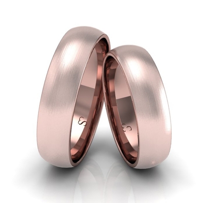 Alianças Casamento Linha Classic Ouro Rosê 5mm Abaulada Fosca
