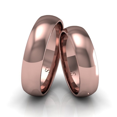 Alianças Casamento Linha Classic Ouro Rosê 5mm Abaulada Polida