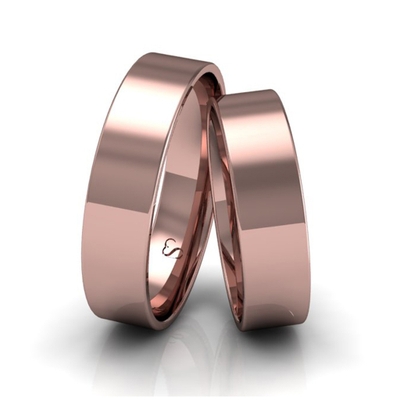 Alianças Casamento Linha Classic Ouro Rosê 5mm Quadrada Polida