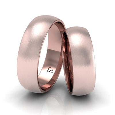 Alianças Casamento Linha Classic Ouro Rosê 6mm Abaulada Fosca