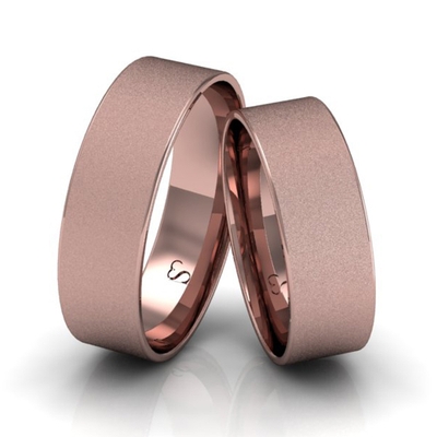 Alianças Casamento Linha Classic Ouro Rosê 6mm Quadrada Diamantada