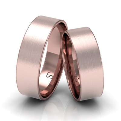Alianças Casamento Linha Classic Ouro Rosê 6mm Quadrada Fosca